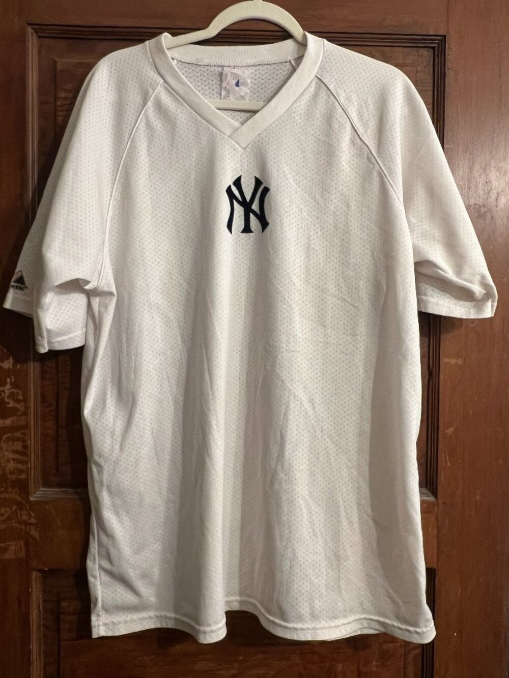Vintage 90s Majestic New York Yankees White Mesh Batting Practice Jersey Size L